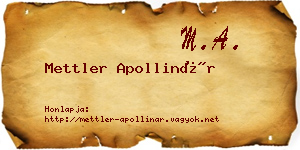 Mettler Apollinár névjegykártya